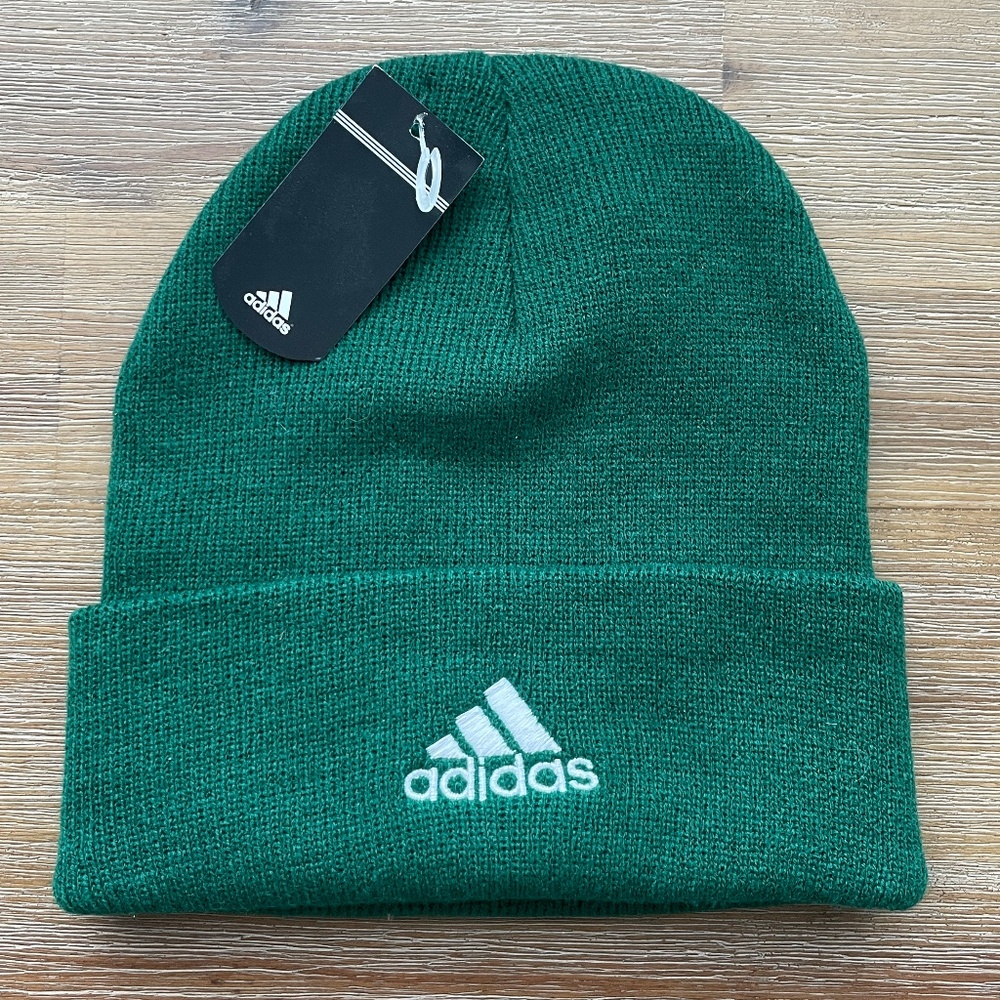 Adidas Stocking Cap - Beanie - Dark Green - White Logo - One Size - Brand New!